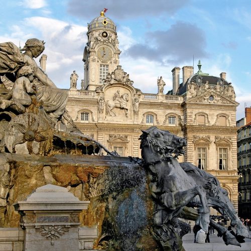 The Bartholdi Fountain in Lyon, France Visite de Lyon, Guide Lyon, Visiter Lyon