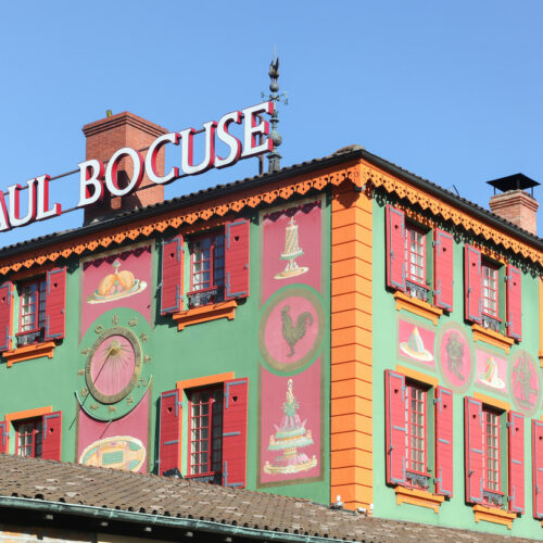 Lyon, France - October 20, 2016: Restaurant Paul Bocuse in Lyon. Paul Bocuse, 3 stars at the Michelin guide, is a french chef based in Lyon who is famous for the high quality of his restaurant