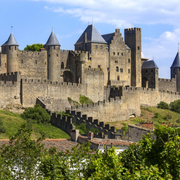 The medieval fortress and walled city of Carcassonne in south west France. Founded by the Visigoths in the fith century, it was restored in 1853 and is now a UNESCO World Heritage Site.
